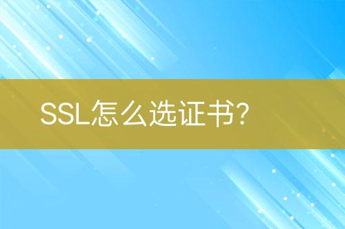 SSL怎么選證書？
