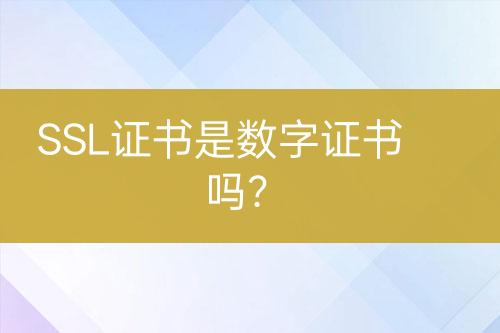 SSL證書是數(shù)字證書嗎？