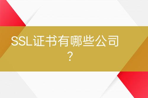 SSL證書有哪些公司？