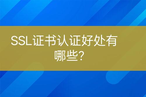 SSL證書認證好處有哪些？