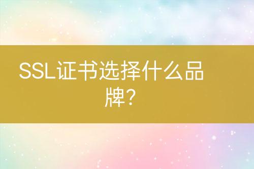 SSL證書選擇什么品牌？