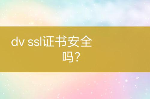 dv ssl證書安全嗎？