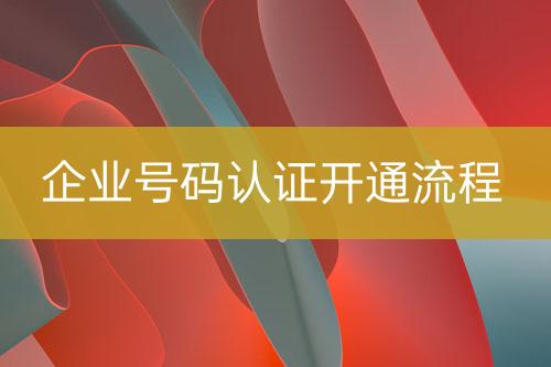 企業(yè)號(hào)碼認(rèn)證開通流程