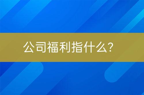 公司福利指什么？
