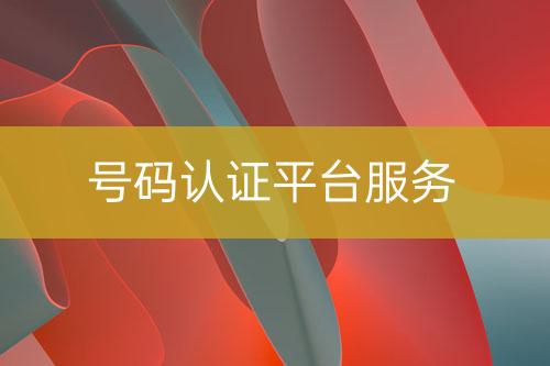 號碼認證平臺服務(wù)