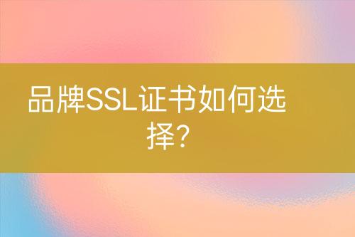 品牌SSL證書如何選擇？