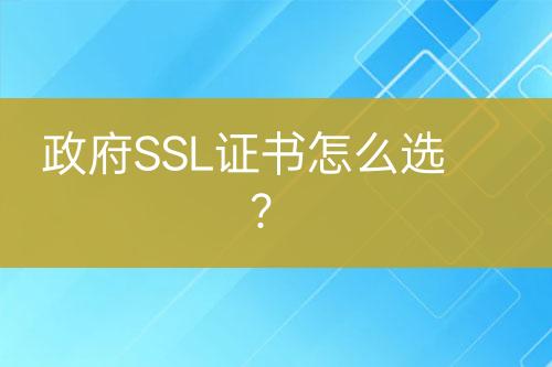 政府SSL證書怎么選？