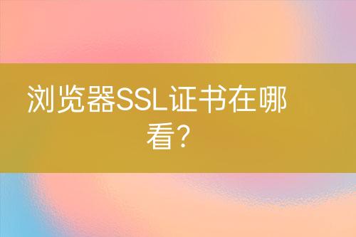 瀏覽器SSL證書在哪看？