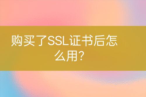 購買了SSL證書后怎么用？